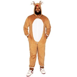Tipsy Elves Rudolph Jumpsuit - Cozy One-Piece Christmas Rudolph Pajamas for Men and Women - 1 of 2