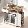 Multifunctional Dog Crate Furniture, Kitchen Island End Table with Storage for Kitchen or Dining Room, Sliding Doors & Wheels for Small to Medium Dogs - 2 of 4