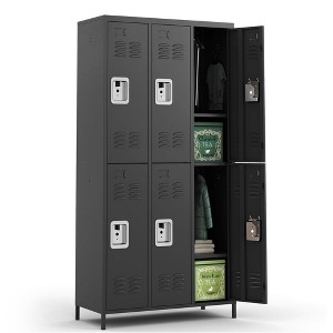 Munora - 72" 6-Door Metal Locker Storage Cabinet - Lockable for Office/School/Gym - Black - 1 of 4