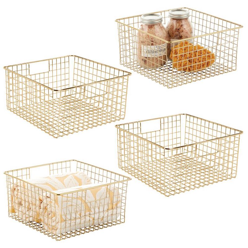 mDesign Metal Wire Bathroom Organizer Bin Basket - Handles, 4 Pack, 1 of 6