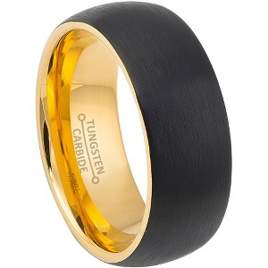 Jewelry Avalanche 8mm Dome Gold & Black IP Tungsten Carbide Mens Wedding Band - 1 of 4