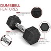 5lb 8lb 10lb 12lb 15lb Coated Rubber Hex Dumbbell, Pair of 2 - 4 of 4