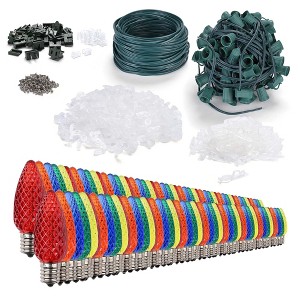 DELight C9 Christmas Lights Outdoor,100FT LED String Lights w/ 100 Clips for Roofline Lighting Connectable DIY Cuttable Waterproof Decor Multicolor - 1 of 4