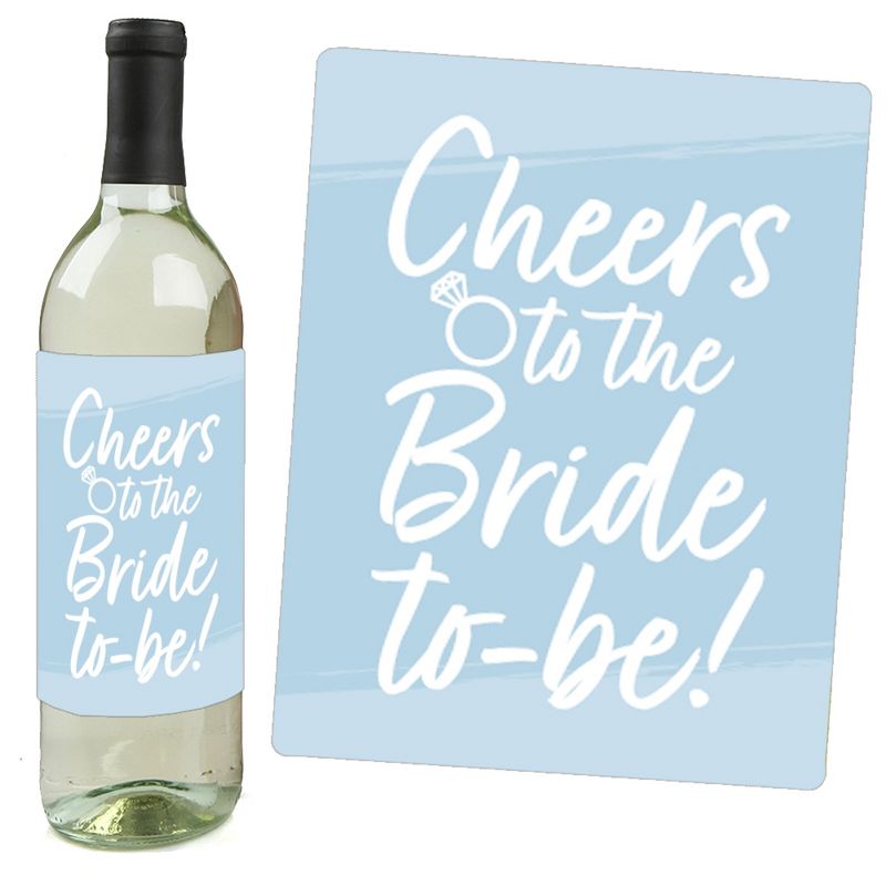 Big Dot of Happiness Dusty Blue Elegantly Simple - Wedding or Bridal Shower Guest Party Favors Decorations  - Wine Bottle Label Stickers - Set of 4, 2 of 9