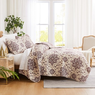 Full Eggplant Microfiber Persia Quilt Set