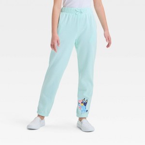 Girls' Bluey Dreamy Fleece Sweatpants - Aqua Blue - 1 of 4