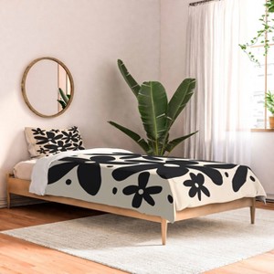 Deny Designs Angela Minca Abstract Monochrome Daisies Comforter and Pillow Sham Set Beige - 1 of 4