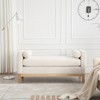 Upholstered Bench, Ottoman Bench with Wood Legs & Bolster Pillows For End Of Bed, Bedroom, Living Room, Entryway - 3 of 4