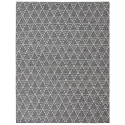 7'6"x10'9" Rectangle Woven Geometric Cotton Area Rug Gray - Sunnydaze Decor