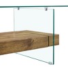 Infurnic Patio End Tables Modern Style Rectangular Dining Table, Glass Table Top, Suitable for Small Space, Apartment, Studio,  Brown, - 3 of 4