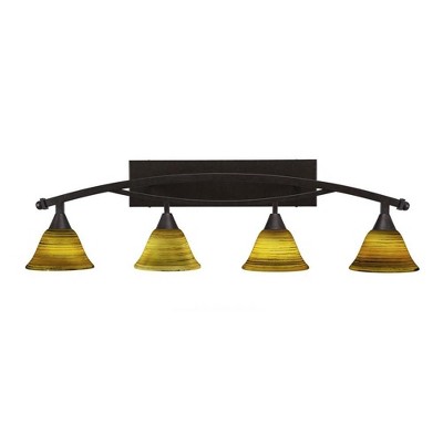 Toltec Lighting Bow 4 - Light Vanity in  Bronze with 7" Firré Saturn Shade