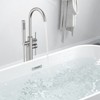 Cobbe Floor Mount Bathtub Faucet Freestanding Tub Filler Brushed Nickel Standing High Flow Shower Faucets with Handheld Shower Mixer Taps Swivel Spout - 3 of 4