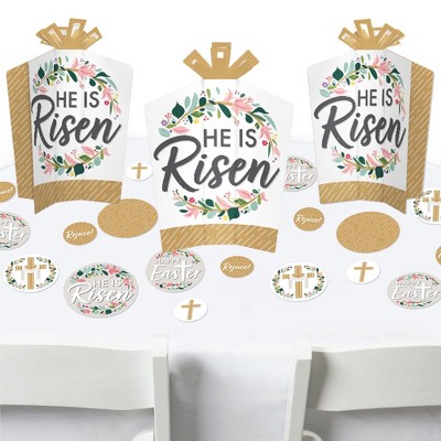 Big Dot of Happiness Religious Easter - Christian Holiday Party Decor and Confetti - Terrific Table Centerpiece Kit - Set of 30