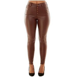 Crave Fame Womens Faux Leather High Rise Skinny Fit Jeans - 1 of 1
