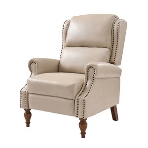 Yanik Vegan Leather Manual Recliner with Nailheads Wingback | HULALA HOME - 1 of 4