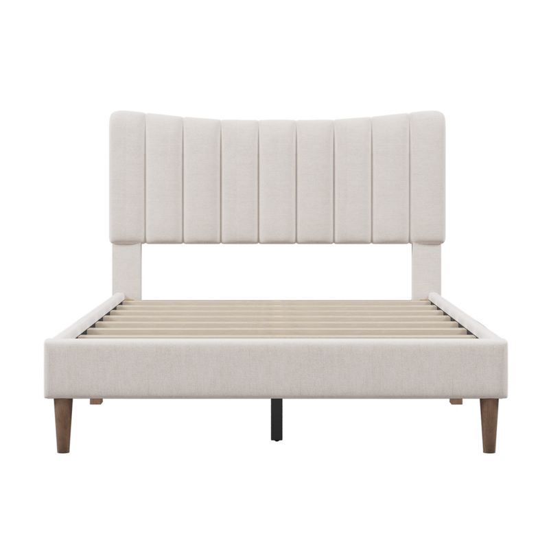 Upholstered Wood Platform Bed Frame with Vertical Channel Tufted Headboard-ModernLuxe, 4 of 9