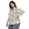 White Mark Plus Size Paisley Button Front Tunic Top - 2 of 4