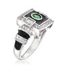 Ross-Simons 0.23 Carat Simulated Emerald and .65 ct. t.w. CZ Art Deco Ring With Black Enamel in Sterling Silver - 3 of 4