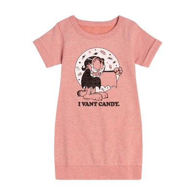 - Garfield - I Vant Candy Graphic Short Sleeve Fleece Dress