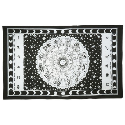 HomeRoots 80" X 56" Black And White Cotton Hanging Tapestry