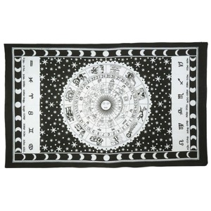 HomeRoots 80" X 56" Black And White Cotton Hanging Tapestry - 1 of 4