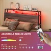 NicBex Full/Queen Platform Bed Frame with Storage Headboard,Metal Platform Bed with LED Light,Charging Station,Under Bed Storage,Easy Assembly,Walnut - 3 of 4