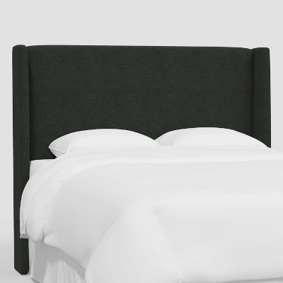 Full Antwerp Wingback Headboard in Linen Black - Threshold™: Pine Frame, Box Spring Mounted, Spot Clean