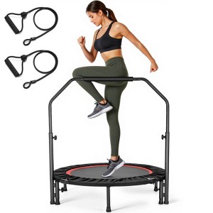 HONGGE Adjustable Fitness Trampoline with Foam Handle and Resistance Bands – Indoor Rebounder for Adults and Kids, 5-Level Height - 1 of 4