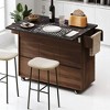 Kitchen Island with Hidden Trash Can Cabinet, Drop Leaf Countertop, 2 Drawers, 3-Door Storage, Towel Racks, Kitchen Cart with Adjustable Shelves - 3 of 4