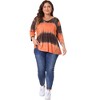 Agnes Orinda Women's Plus Size Tie Dye 3/4 Sleeve Side Slit V Neck Trendy Spring Tops - 3 of 4