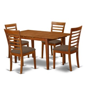 HomeStock 5-Pc Saddle Brown Finish Solid Wood Top - Dining Room Set - Seats 4 - 1 of 4
