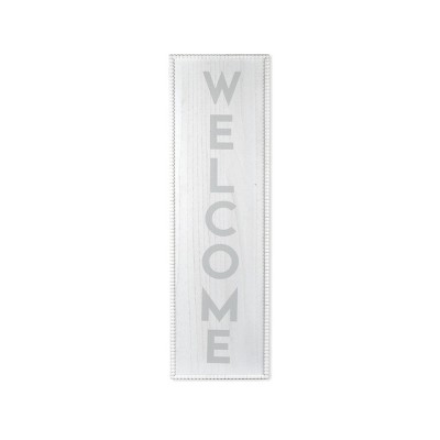 11.8" x 40" Welcome Beaded Leaner Wall Sign White - Prinz
