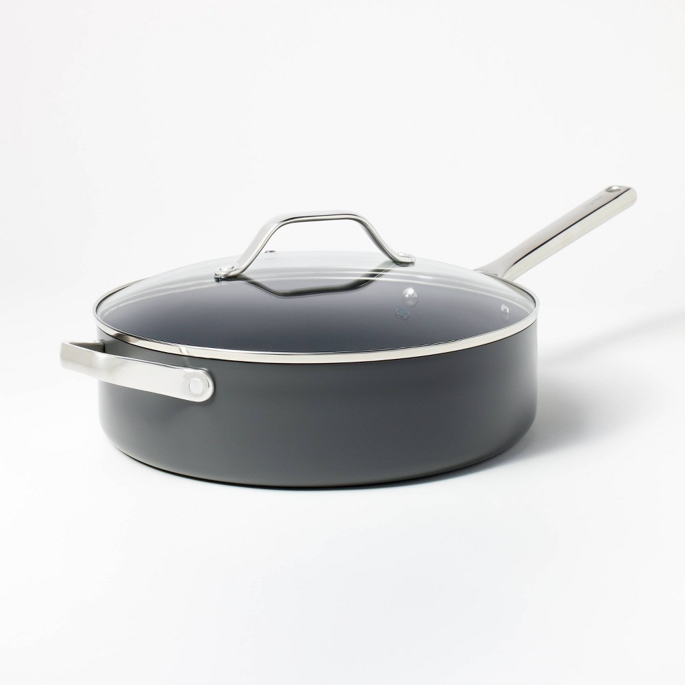 Photos - Pan 5qt Nonstick Hard Anodized Aluminum Saute  Dark Gray - Figmint™