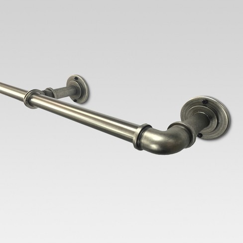 Pipe French Curtain Rod Pewter, Steel Pipe Curtain Rod