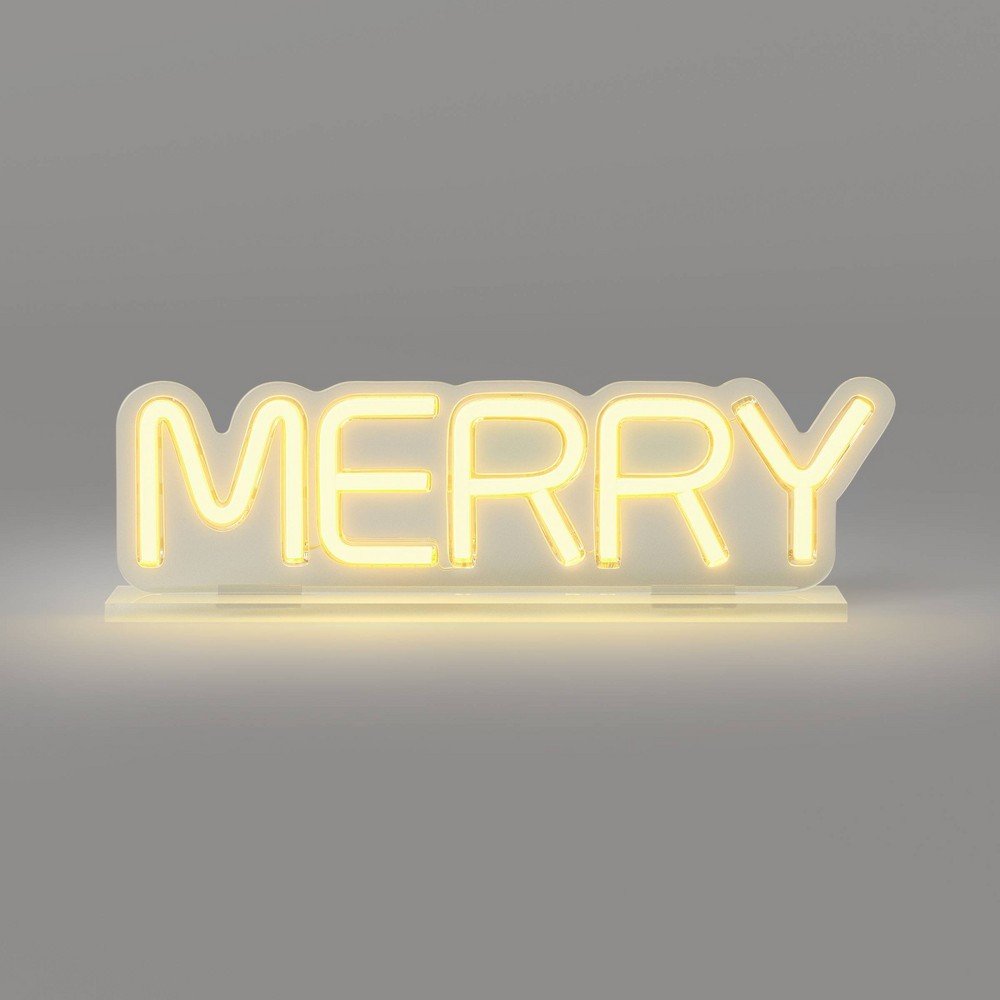 12.8"x3.75" Christmas Merry Neon Acrylic Stand USB Powered - Wondershop™