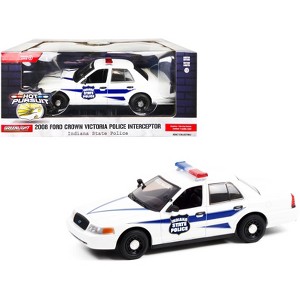 2008 Ford Crown Victoria Police Interceptor White w/Dark Blue Stripes (Indiana) Hot Pursuit 1/24 Diecast Model Car by Greenlight - 1 of 3