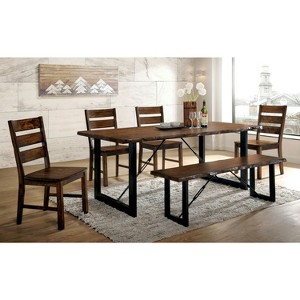 Iohomes Kopec Industrial Style Dining Table 6pc Set Walnut - HOMES: Inside + Out, Brown