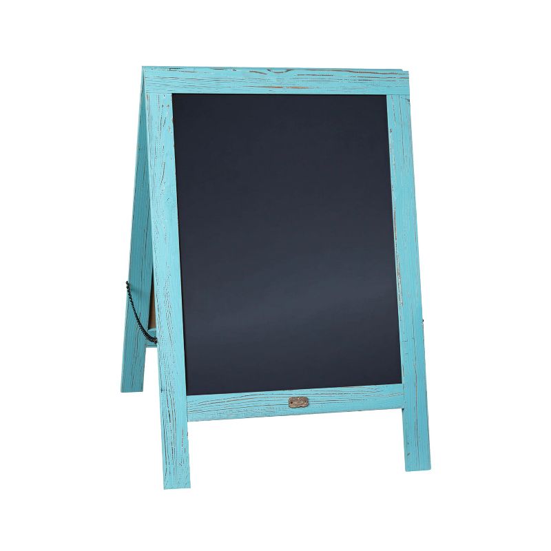 Emma and Oliver 48"x24" Rustic Vintage Double-Sided Folding Magnetic Chalkboard with 8 Chalk Markers, 10 Chalkboard Stencils and 2 Rustic Magnets, 1 of 12