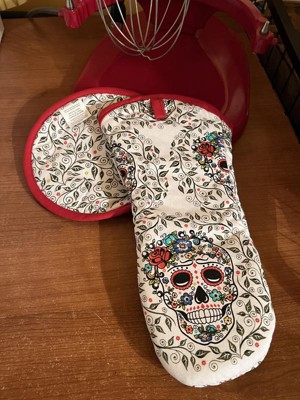 Fiesta Skull & Vine Oven Mitt & Pot Holder, Multi, 2 Piece