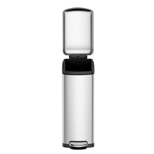 8 Gallon Slim Trash Can, 30L Step Garbage Can with Soft-Close Lid, Stainless Steel Recycling Bin,Silver - 1 of 4