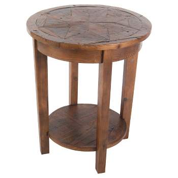 Round End Table Reclaimed Wood Natural - Alaterre Furniture