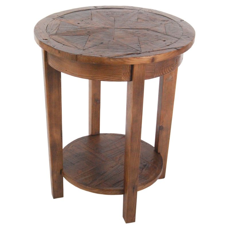 Round End Table Reclaimed Wood Natural - Alaterre Furniture, 1 of 8
