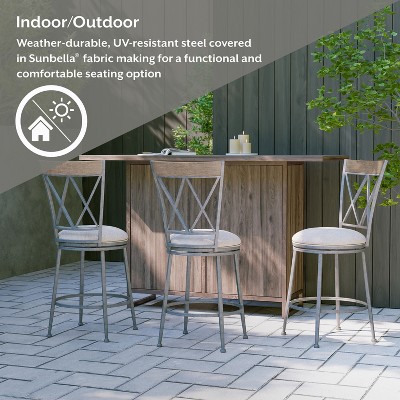 Aged Pewter Swivel Counter Stool with Sunbrella Fabric