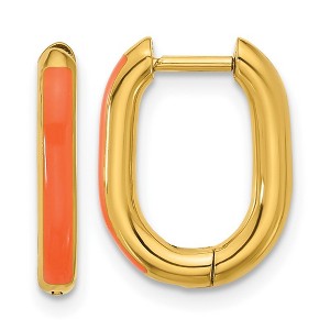 Chisel Stainless Steel Yellow IP-plated with Orange Enamel 2.40mm Elongated Hinged Hoop Earrings - 1 of 4