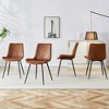 HDZNVF Set of 4 Modern Medieval Style Restaurant Brown Cushioned Chairs With Suede Backrests, Brown - 3 of 4