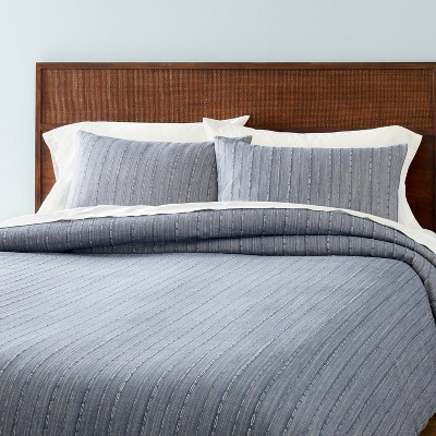 3pc Full/Queen Washed Loop Stripe Duvet Cover Bedding Set Blue - Hearth