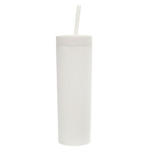 Unique Bargains Skinny Tumbler with Lids and Straws 16 OZ - 1 of 4