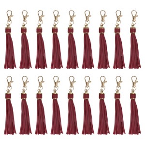 Unique Bargains PU Leather Keychain with Lobster Swivel Crafts Tassels 18 Pcs - 1 of 4