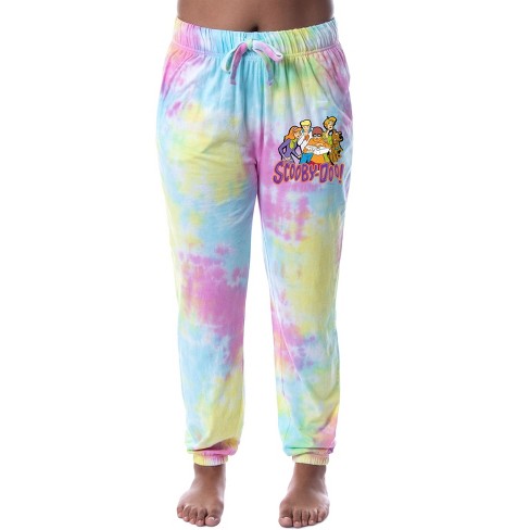 Scooby Doo Womens The Gang Tie Dye Sleep Jogger Pajama Pants Medium Multicolored