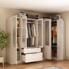 Hitow Modern Gray Armoire Set Frosted Glass Doors Woodgrain Finish Cream Style - 2 of 4